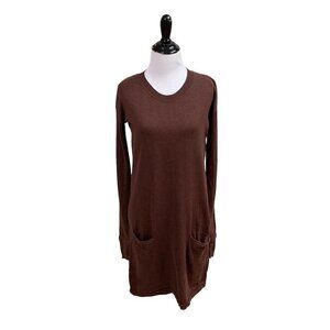 Peruvian Connection Women's S Small Knit Mini Dress w. Pockets Thumbholes Brown